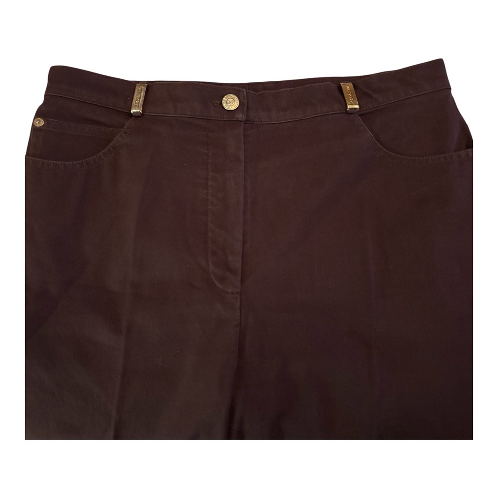 St. John Sport Brown High-Waist 5 Pocket Ankle Jeans w Gold-Tone Accent Sz 10